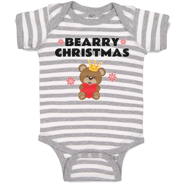 Baby Clothes Bearry Christmas Teddy Bear Sitting Crown Head Heart Hand Cotton