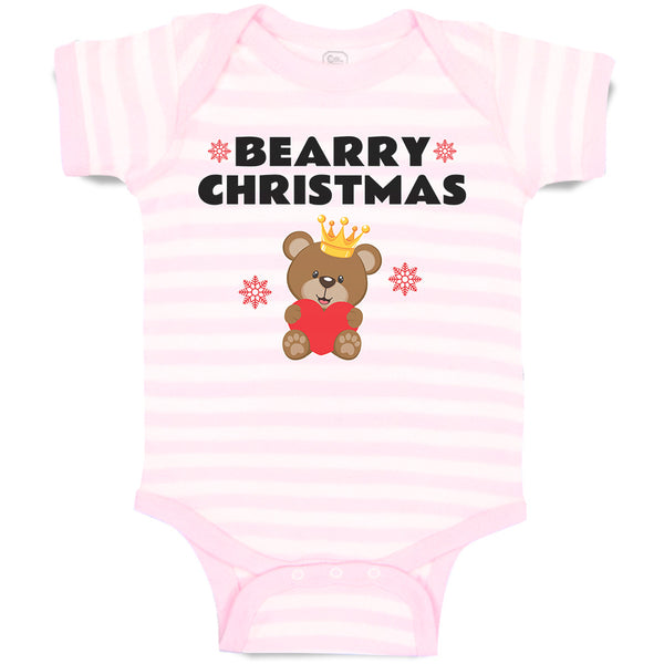 Bearry Christmas Teddy Bear Sitting with Crown on Head and Heart in Hand