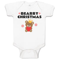 Baby Clothes Bearry Christmas Teddy Bear Sitting Crown Head Heart Hand Cotton