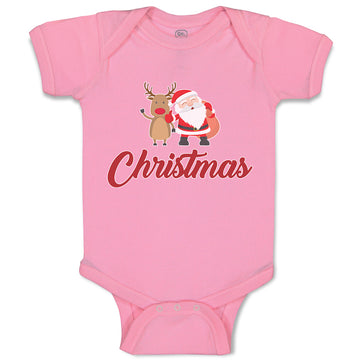 Baby Clothes Christmas Celebration with Santa Claus and Deer Animal Cotton