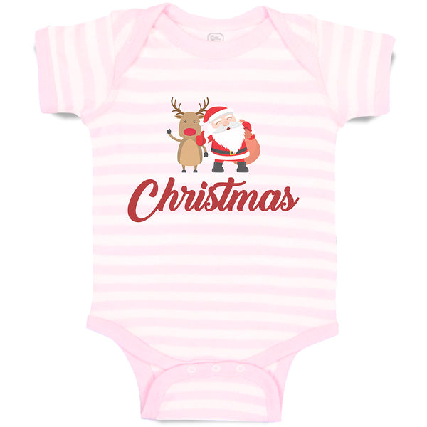 Baby Clothes Christmas Celebration with Santa Claus and Deer Animal Cotton