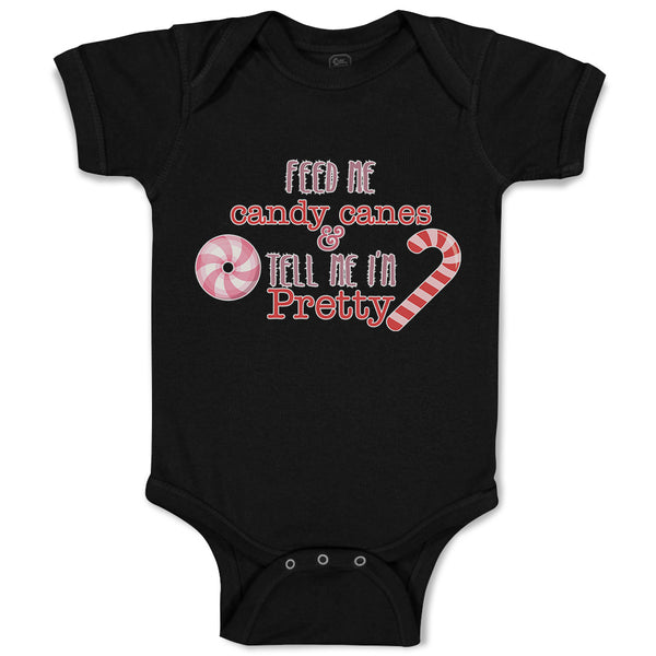 Baby Clothes Feed Me Candy Canes & Tell Me I'M Pretty Baby Bodysuits Cotton