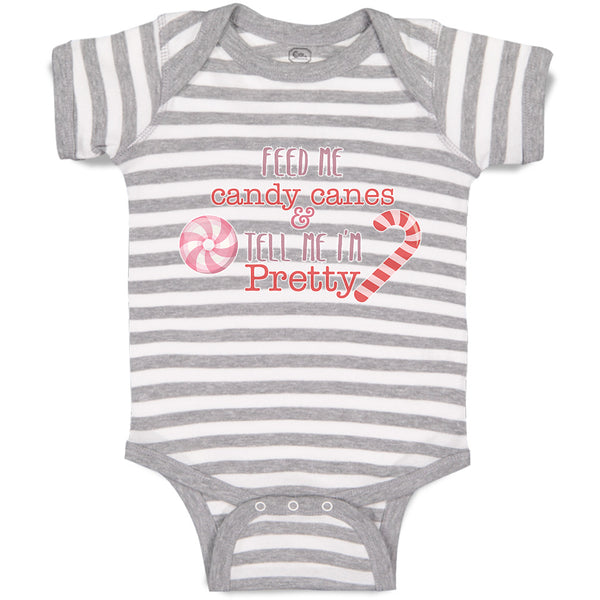 Baby Clothes Feed Me Candy Canes & Tell Me I'M Pretty Baby Bodysuits Cotton