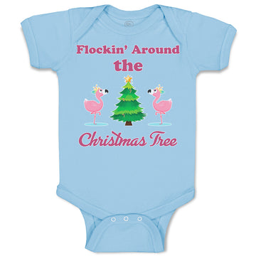 Baby Clothes Flockin' Around The Christmas Tree with Flamingo Birds Cotton