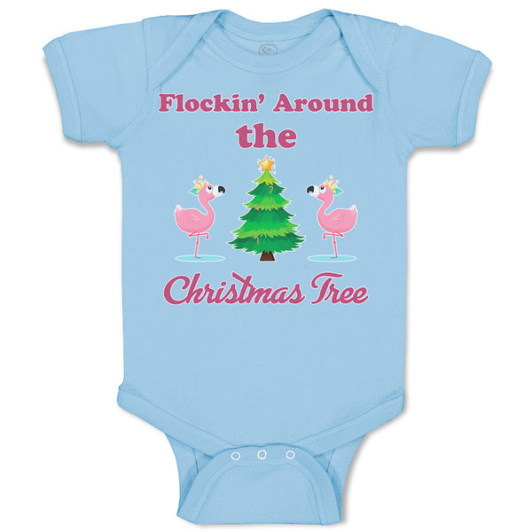 Baby Clothes Flockin' Around The Christmas Tree with Flamingo Birds Cotton