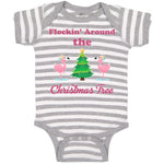 Baby Clothes Flockin' Around The Christmas Tree with Flamingo Birds Cotton