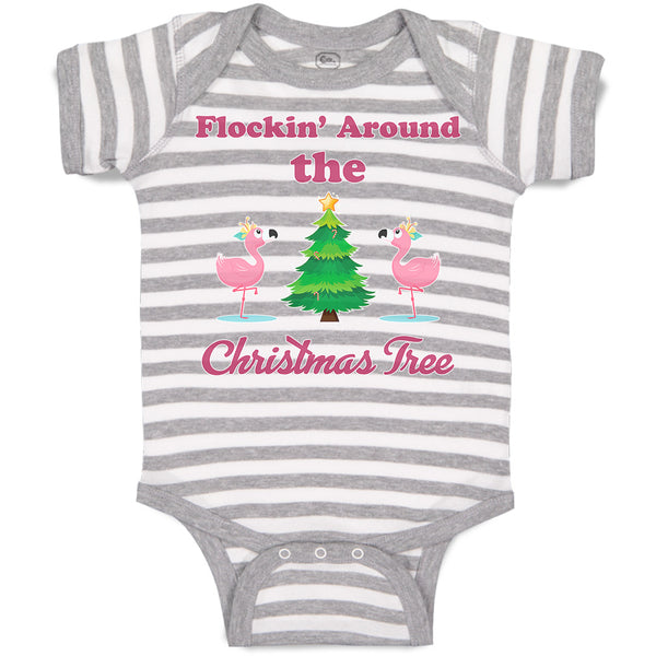 Baby Clothes Flockin' Around The Christmas Tree with Flamingo Birds Cotton