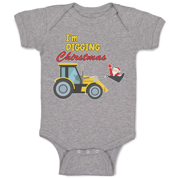 Baby Clothes I'M Digging Christmas with Construction Vehicle Baby Bodysuits