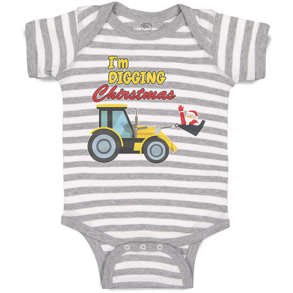 Baby Clothes I'M Digging Christmas with Construction Vehicle Baby Bodysuits