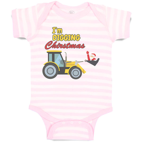 Baby Clothes I'M Digging Christmas with Construction Vehicle Baby Bodysuits