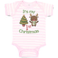 Baby Clothes It's My 1St Christmas with Tree Decorated and Toy Deer Cotton