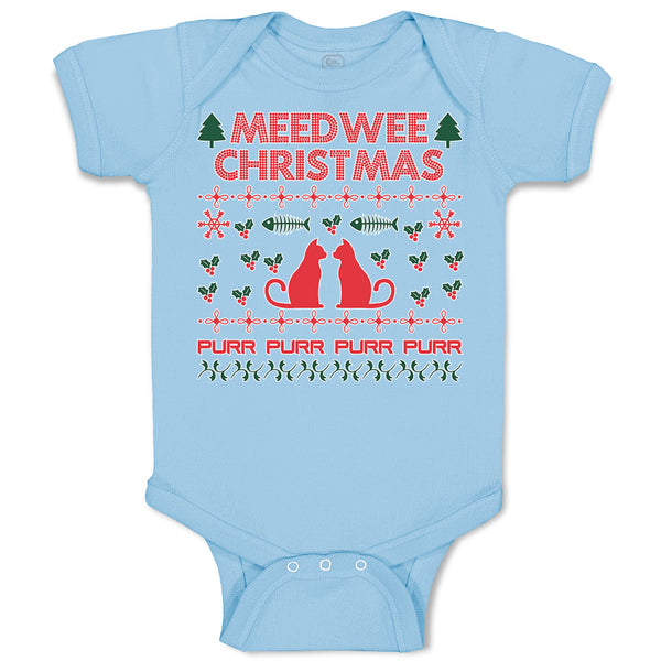 Baby Clothes Meed Wee Christmas Red Cats Facing Each Fish Bone Trees Cotton