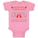 Baby Clothes Meed Wee Christmas Red Cats Facing Each Fish Bone Trees Cotton