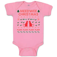 Baby Clothes Meed Wee Christmas Red Cats Facing Each Fish Bone Trees Cotton