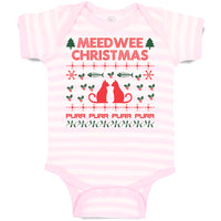 Baby Clothes Meed Wee Christmas Red Cats Facing Each Fish Bone Trees Cotton