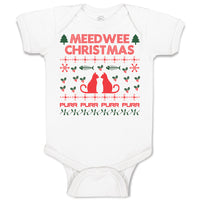 Baby Clothes Meed Wee Christmas Red Cats Facing Each Fish Bone Trees Cotton