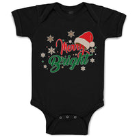 Baby Clothes Merry Bright with Christmas Santa Cap Baby Bodysuits Cotton