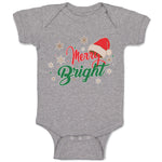 Baby Clothes Merry Bright with Christmas Santa Cap Baby Bodysuits Cotton