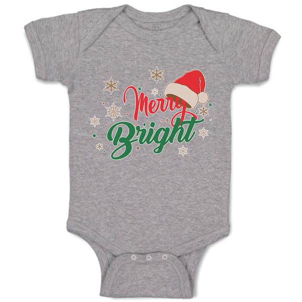 Baby Clothes Merry Bright with Christmas Santa Cap Baby Bodysuits Cotton