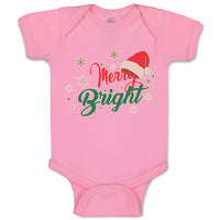 Baby Clothes Merry Bright with Christmas Santa Cap Baby Bodysuits Cotton