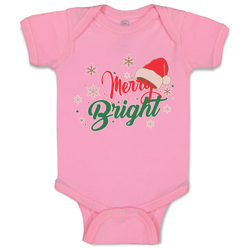 Baby Clothes Merry Bright with Christmas Santa Cap Baby Bodysuits Cotton