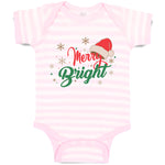 Baby Clothes Merry Bright with Christmas Santa Cap Baby Bodysuits Cotton