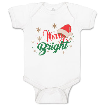 Baby Clothes Merry Bright with Christmas Santa Cap Baby Bodysuits Cotton