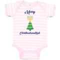 Baby Clothes Merry Christmahanukkah and 7 Candles Stands on Pine Tree Cotton