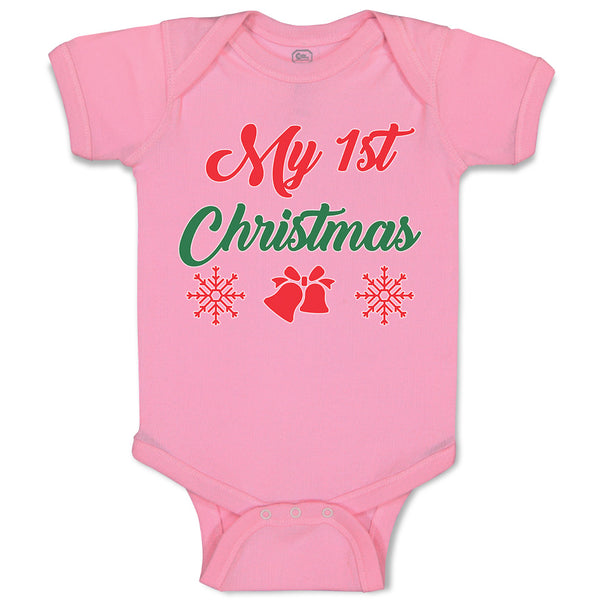 Baby Clothes My 1St Christmas with Red Jingle Bells Baby Bodysuits Cotton