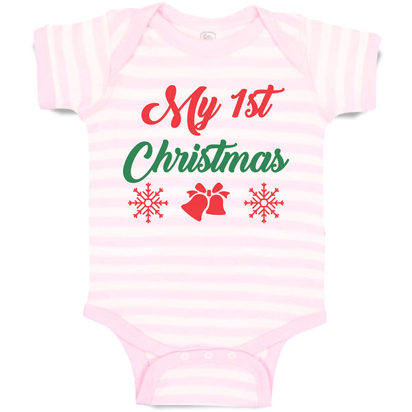 Baby Clothes My 1St Christmas with Red Jingle Bells Baby Bodysuits Cotton