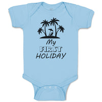 Baby Clothes My First Holiday with Silhouette Tropical Beach Baby Bodysuits