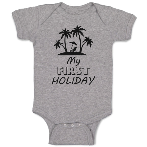 Baby Clothes My First Holiday with Silhouette Tropical Beach Baby Bodysuits