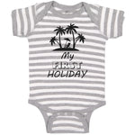 Baby Clothes My First Holiday with Silhouette Tropical Beach Baby Bodysuits