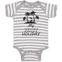 Baby Clothes My First Holiday with Silhouette Tropical Beach Baby Bodysuits