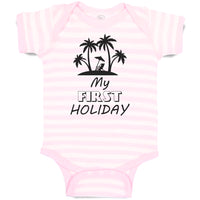 Baby Clothes My First Holiday with Silhouette Tropical Beach Baby Bodysuits