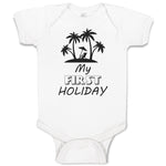 Baby Clothes My First Holiday with Silhouette Tropical Beach Baby Bodysuits