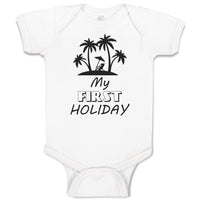 Baby Clothes My First Holiday with Silhouette Tropical Beach Baby Bodysuits