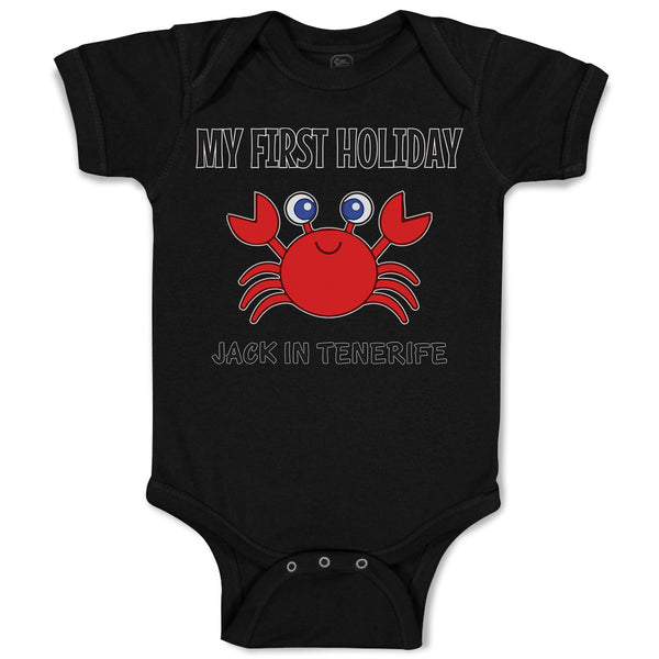 Baby Clothes My First Holiday Jack in Tenerife with Crab Sealife Baby Bodysuits