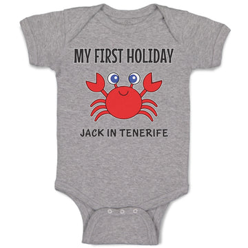 Baby Clothes My First Holiday Jack in Tenerife with Crab Sealife Baby Bodysuits