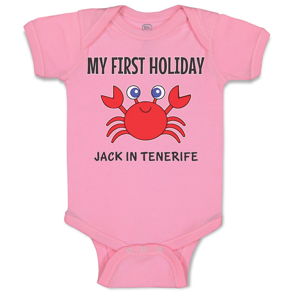 Baby Clothes My First Holiday Jack in Tenerife with Crab Sealife Baby Bodysuits