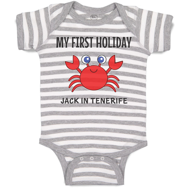 Baby Clothes My First Holiday Jack in Tenerife with Crab Sealife Baby Bodysuits