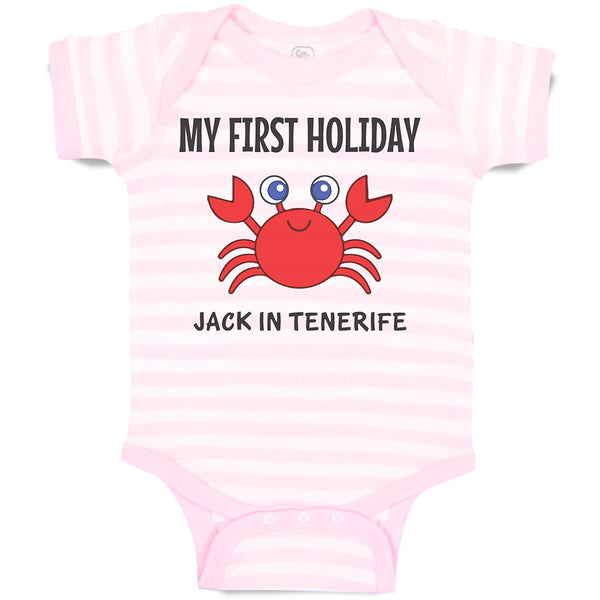 Baby Clothes My First Holiday Jack in Tenerife with Crab Sealife Baby Bodysuits