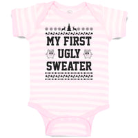 Baby Clothes My Fisrt Ugly Sweather with Christmas Tree and Stars Baby Bodysuits