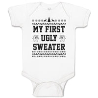 Baby Clothes My Fisrt Ugly Sweather with Christmas Tree and Stars Baby Bodysuits