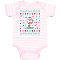 Dancing Flamingo Crane Bird with Cute Little Hearts