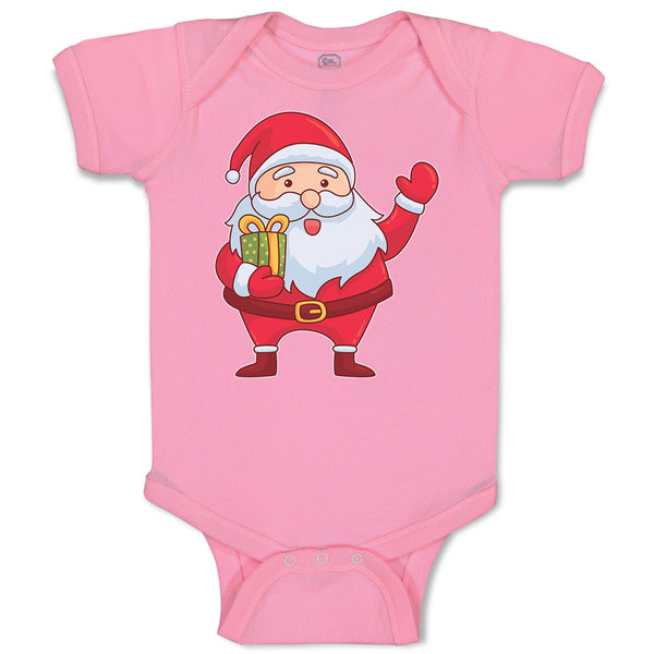 Baby Clothes Christmas Santa Claus with Gift Box Wishing Everyone Baby Bodysuits