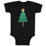 Baby Clothes Christmas Pine Tree and Golden Star on Top Baby Bodysuits Cotton