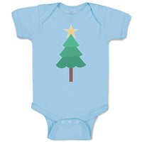 Baby Clothes Christmas Pine Tree and Golden Star on Top Baby Bodysuits Cotton