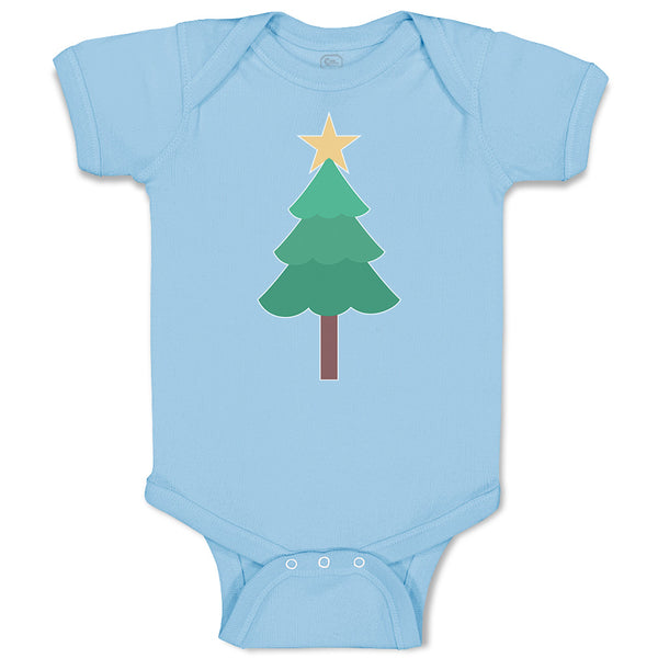 Baby Clothes Christmas Pine Tree and Golden Star on Top Baby Bodysuits Cotton