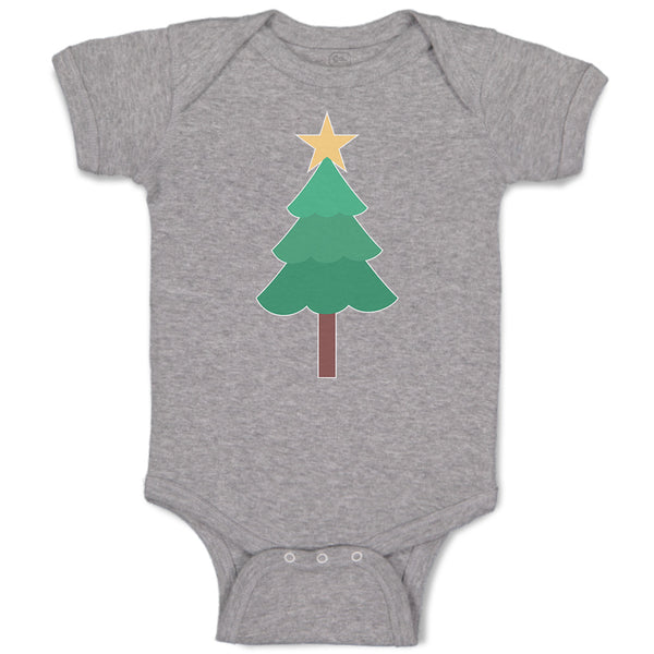 Baby Clothes Christmas Pine Tree and Golden Star on Top Baby Bodysuits Cotton